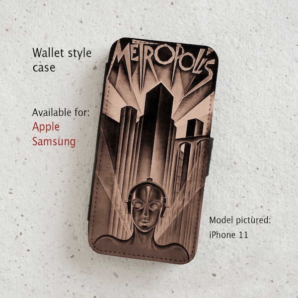 iPhone Case (all current models) - Metropolis Poster - wallet style flip case -  Samsung Galaxy S20 - S23 & more