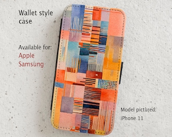 iPhone Case (all current models) - Desert Oasis - Watercolour Abstract - Wallet style flip case -  Samsung Galaxy S20 - S23 & more