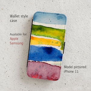 iPhone Case (all current models) - Summer Days -Watercolour Abstract - Wallet style flip case -  Samsung Galaxy S20 - S23 & more