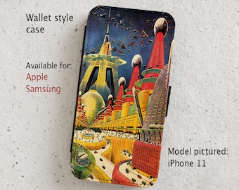 iPhone Case (all current models) - Vintage Science Fiction Comic Illustration - wallet style case for  Samsung Galaxy S20 - S23 & more