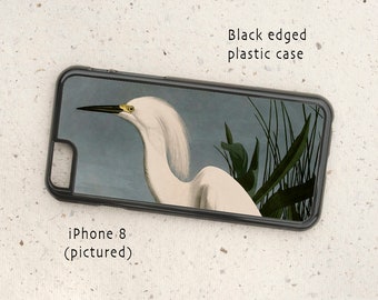 Phone cover - all iPhone models  - White Egret - smartphone - mobile - Vintage Illustration - Bird - Samsung Galaxy S6 - S20