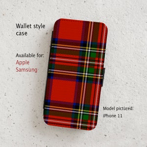 iPhone Case (all current models) - Royal Stewart Tartan - Scottish - Wallet style flip case -  Samsung Galaxy S20 - S23 & more
