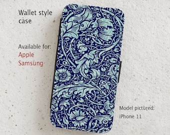 iPhone Case (all current models) -   William Morris - Floral Design - wallet style flip case - Samsung Galaxy S20 - S23 & more