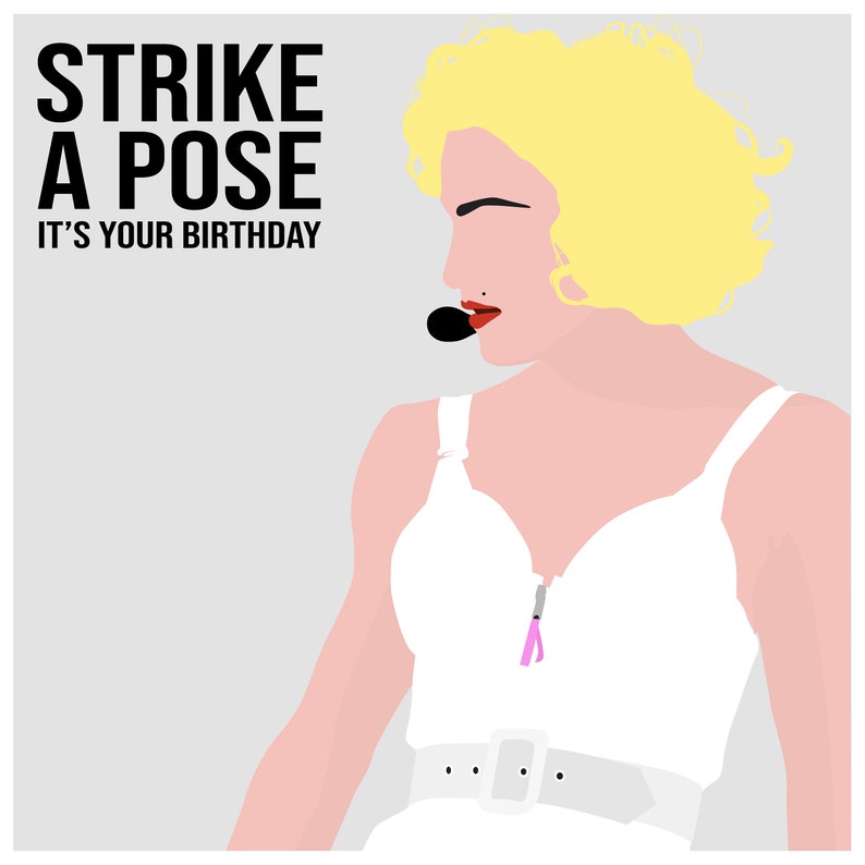Funny Birthday Card Madonna Birthday Card Strike A Pose It's Your ...
