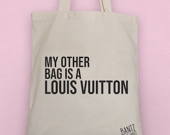 Long Handle Cotton Tote Bag - Funny Secret Santa Gift for Girls Ladies -  Funny and Cheeky Slogan Tote Bag - My Other Bag - Bantz Merch