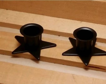 Black Metal Star Candle Holders - Pair in each purchase