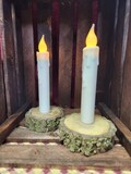 Pair of White Battery operated candles W/ Timer- 7 inches