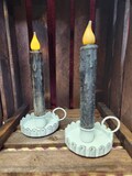Pair of 7 inch Battery Operated Candles with timers - Primitive Country Black