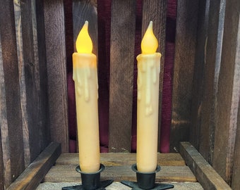 Par de velas color crema de 7 pulgadas a pilas con temporizador
