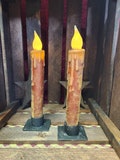 Pair of Burgundy Battery Operated Candles with timers- 7 inches tall