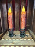 Pair of 7 inch Battery Operated Candles with timers - farmhouse Red
