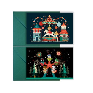 Pack of 2 Christmas Fair postcards