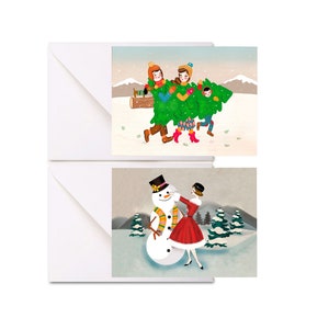 Lot de 2 cartes postales de Noël