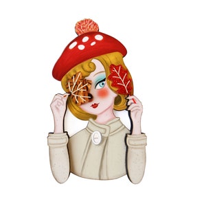 Autumn girl brooch