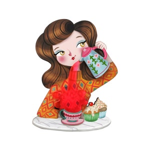 Crazy About Tea brooch