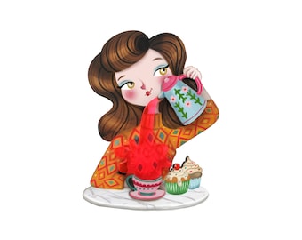 Crazy About Tea brooch