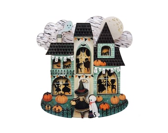 Halloween Party House Brooch