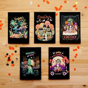 Pack 5 Halloween postcards