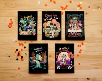 Pack 5 Halloween postcards