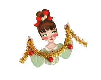 Girl with tinsel brooch