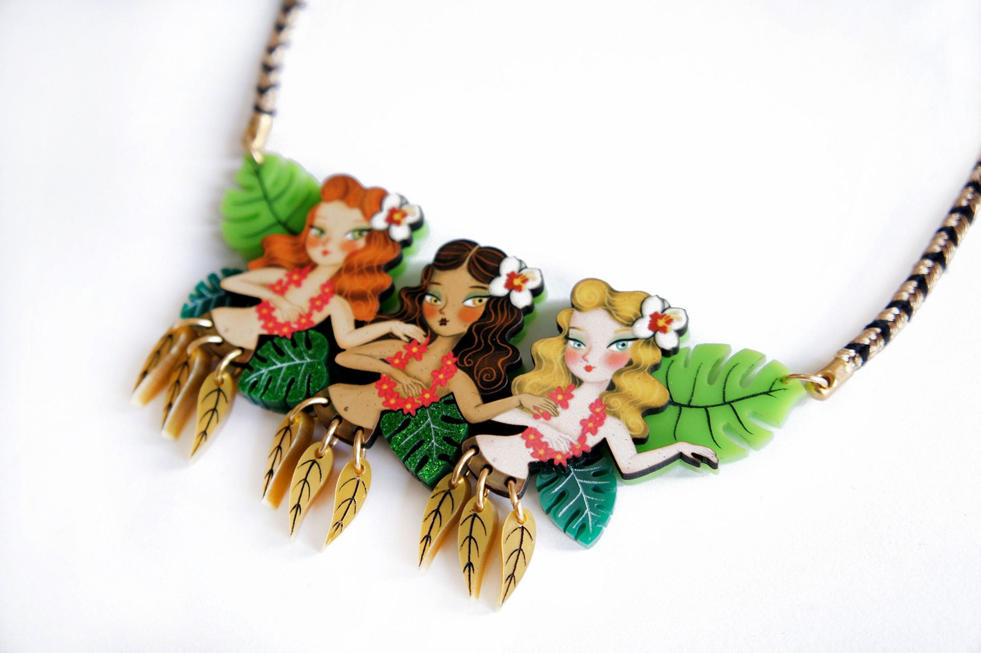 Hula Girls Necklace - Etsy
