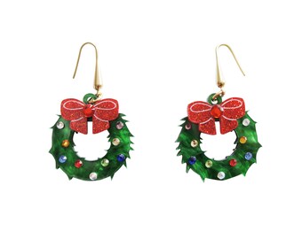 Christmas Wreath Earrings by Laliblue Etsy