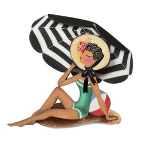 Beach girl brooch