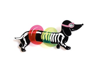Dachshund with floats brooch