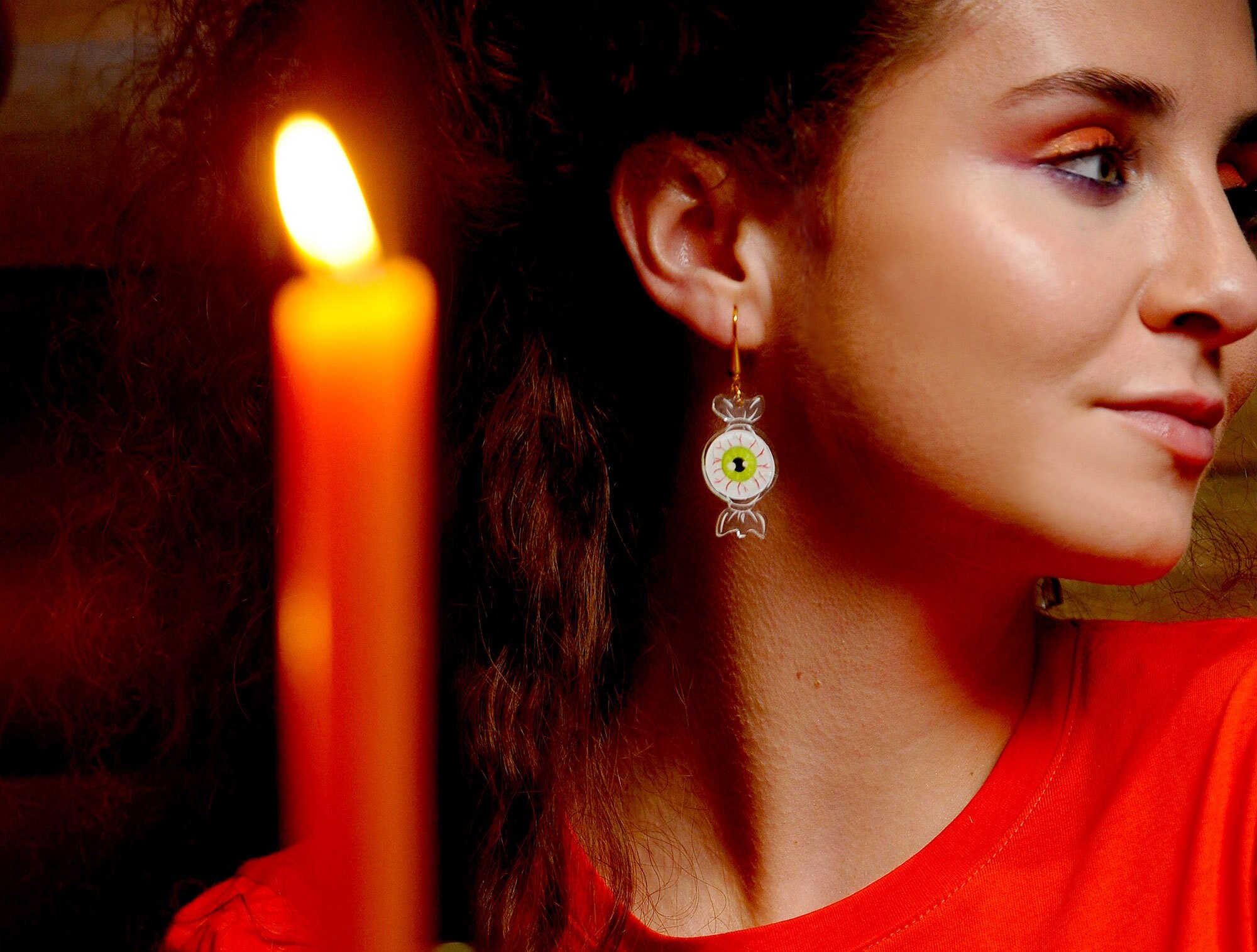 NEWEI Orecchini Pendenti In Acrilico A Forma Di Bulbo Oculare Per Halloween – Gioielli Originali Per Donne E Ragazze - 4