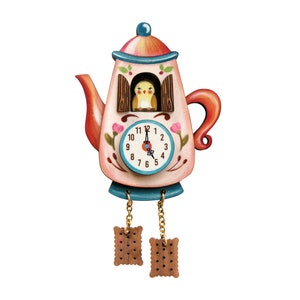 Teapot Clock brooch