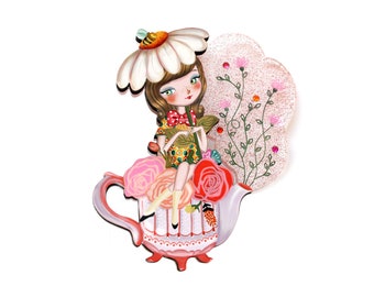 Flower Tea brooch