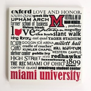 miami university art tile, 4&quot;x4&quot; glossy tile, graduation gift, quick ship! officially licensed, unique gift