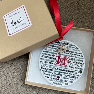 MIAMI of OHIO, Miami University, porcelain ornament, licensed, boxed, personalization options, graduation gift