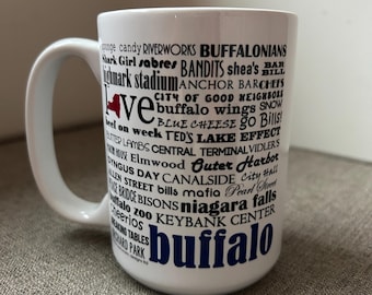 BUFFALO, New York, 15 oz mug, can be personalized! Buy 2 for free shipping!
