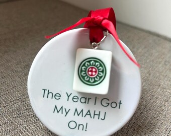 MAHJONG 2026, 3" ornament, cutest mini tile, boxed