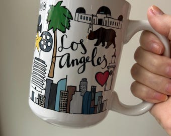 Los Angeles Mug: 15 oz Glossy LA Icon Coffee Cup