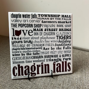 CHAGRIN FALLS,  4&quot; square art tile, can be personalized!