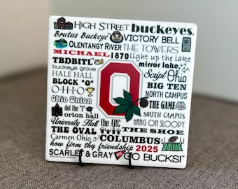 OHIO STATE  personalized with name/year,  art tile, grad gift, officially licensed, unique/quick ship!