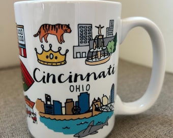 CINCINNATI MUG, 15 oz, bright icons, glossy finish!
