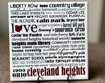 CLEVELAND HEIGHTS, ohio, 4.25" art tile, can be personalized!