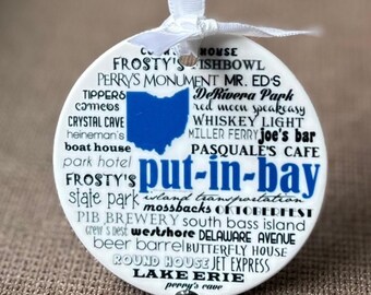 Put-In-Bay 3" glossy ornament, can personalize, quick ship