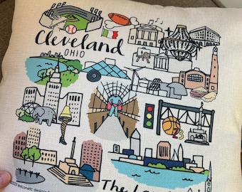 Cleveland ICONS, 16x16 pillow, cover only OR with pillow insert, quick ship!