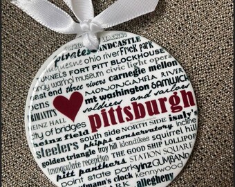 PITTSBURGH, pennsylvania, 3" round ornament  can be personalized!