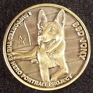 SSD Jony K9 Hero Portrait Project Numbered Challenge Coin + 4&quot; photo