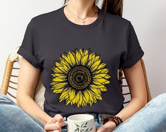 Sonnenblume Shirt | Botanisches T-Shirt | Muttertag Geschenk Floral Tshirt | Sonnenblumen T-Shirt | Cottagecore T-shirt