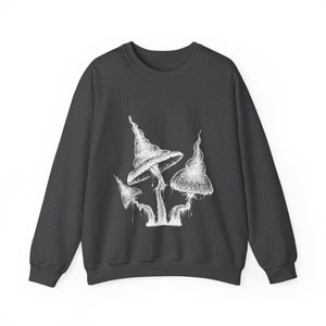 Witchcraft Mushroom Sweatshirt Cozy Nature Lover Pullover Mystical Mushroom Sweatshirt Woodland Wanderer Slipover Dark Heather