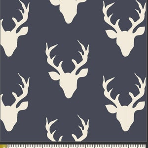 Buck Forest Twilight Fabric, Hello Bear Collection, by Bonnie Christine for Art Gallery Fabrics, HBR-4434-3 Deer Head