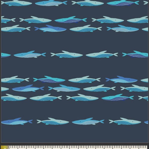 Oceania Nightlight Fabric, Sirena Collection, by Bonnie Christine For Art Gallery Fabrics, SRN-5351 Sharks