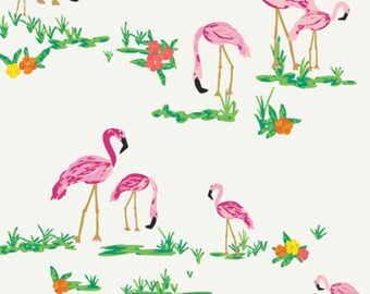 Tissu Flamingo Field Pearl, West Palm Collection 2019, par Katie Skoog pour Art Gallery Fabrics, WPA-54502