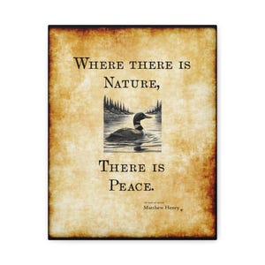 Loon on a Lake Canvas Art Print - Where there is Nature, There is Peace. Spiritual Nature Gift